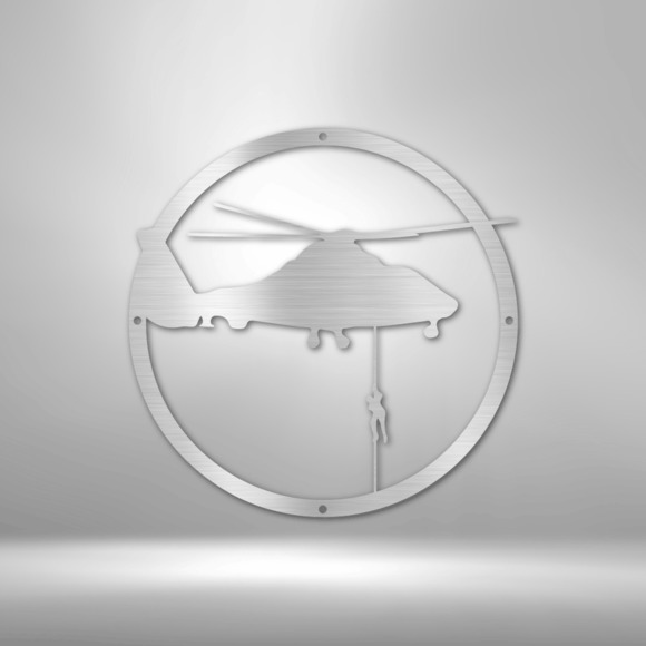 Helicopter Drop Steel Sign Laser Cut Powder Coated Home & Office Metal Wall Deco